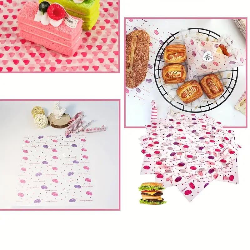 Food Snacks Basket - Colorful Patterned Wax Paper 50Pcs Greaseproof