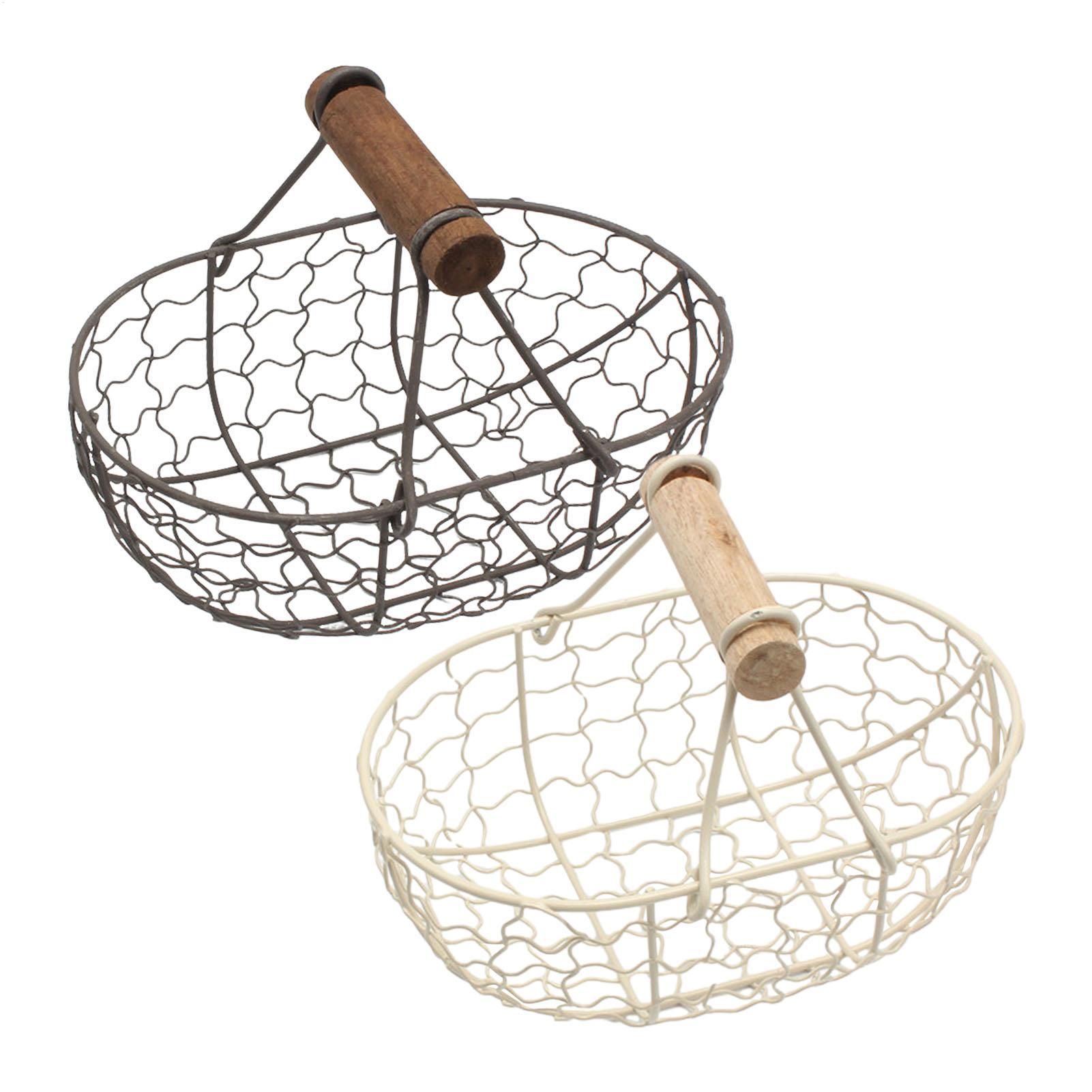 Iron Storage Basket with Woode - Food Snacks Basket 评论和价格