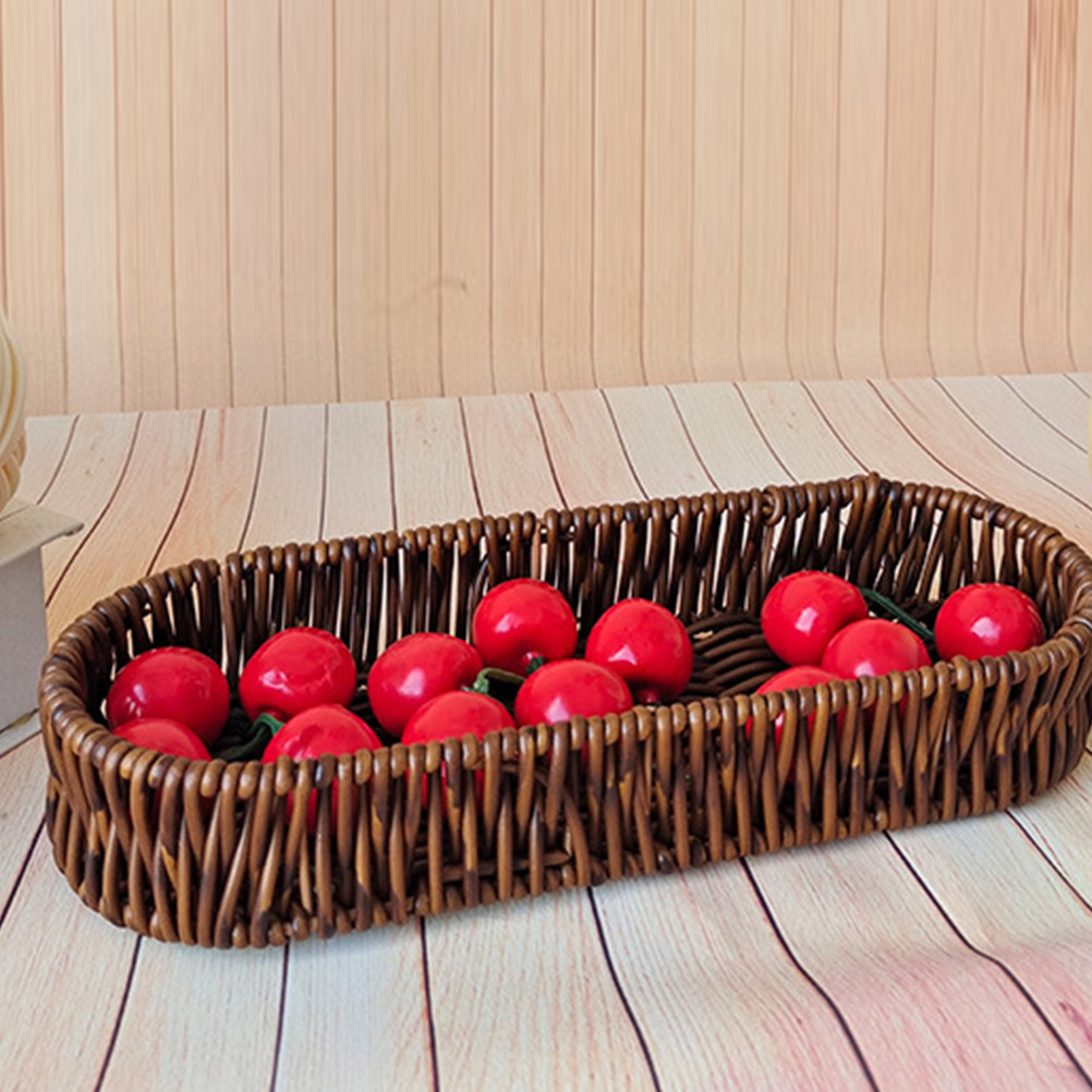 Oval Bread Basket Plastic Imit - Food Snacks Basket 评论和价格